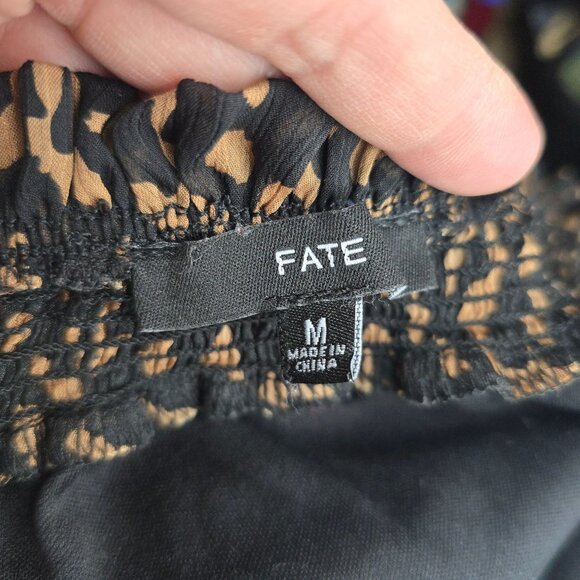 Fate Black Brown Off the Shoulder Tiered Ruffle Mini Dress Women Size Medium - Picture 6 of 7